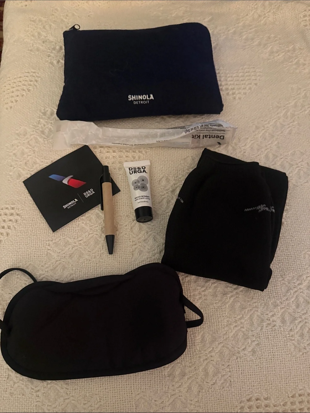 American Airlines Business Class Shinola Navy Zip Tech Pouch with Logo